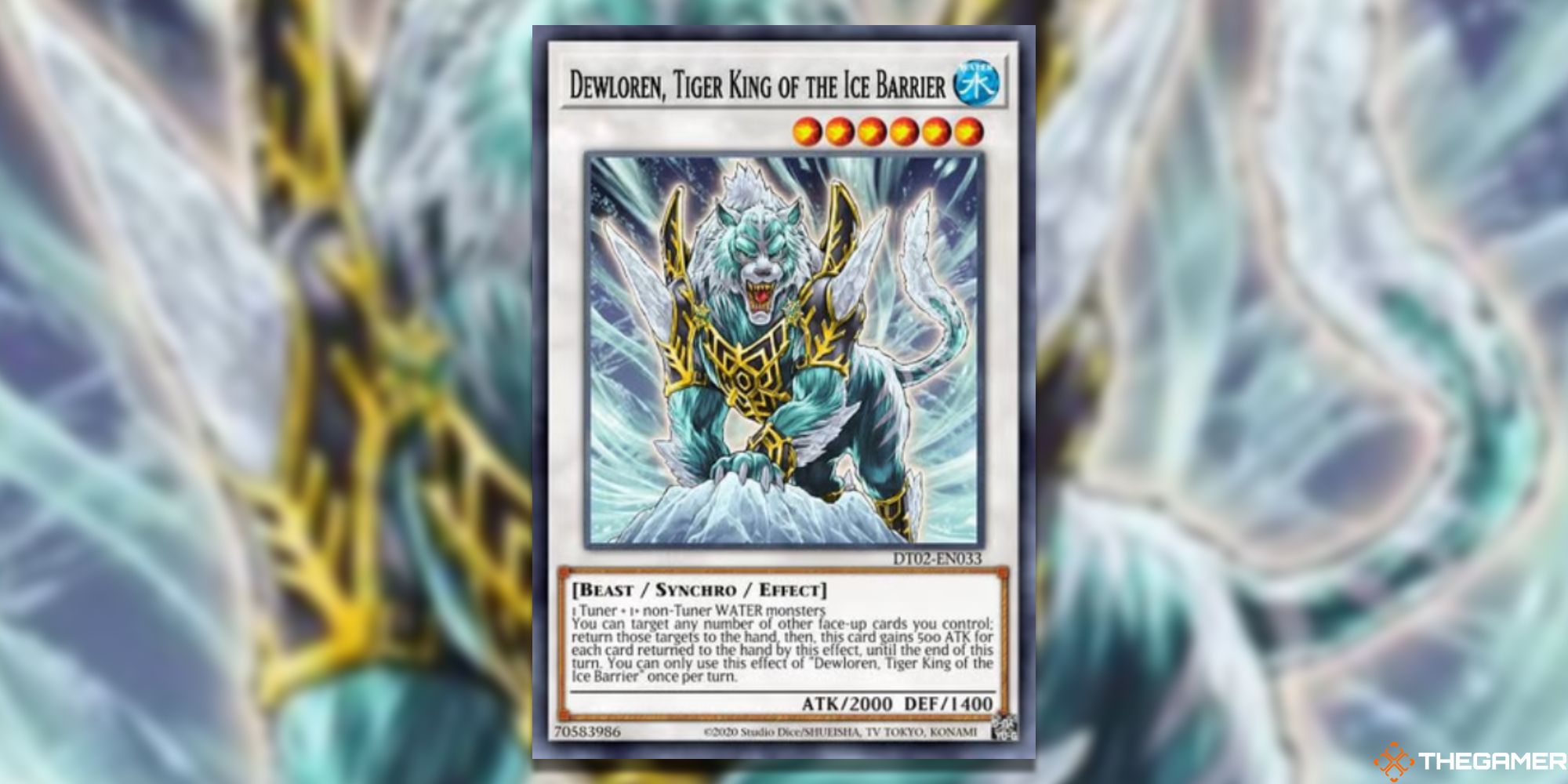Yu-Gi-Oh! Dewloren, Tiger King Of The Ice Barrier on blurred background
