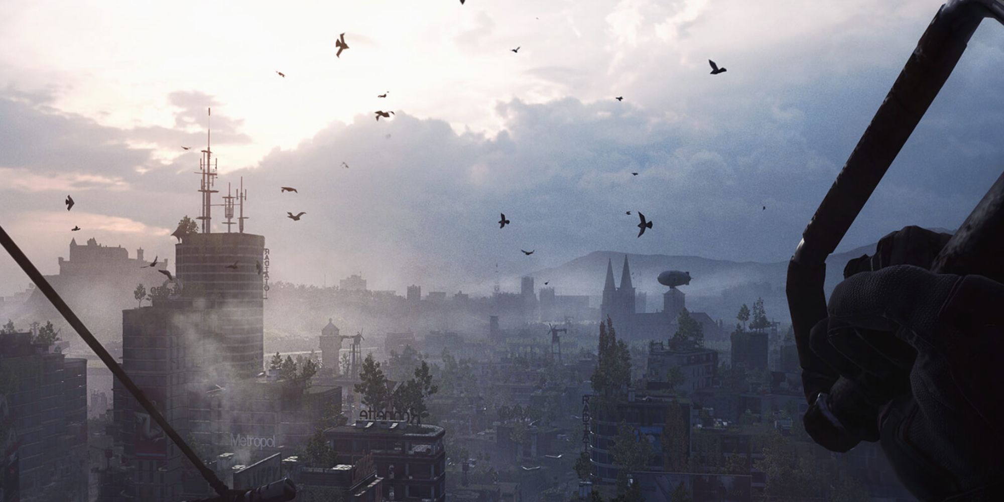 Man overlooks city ruins in Dying Light 2