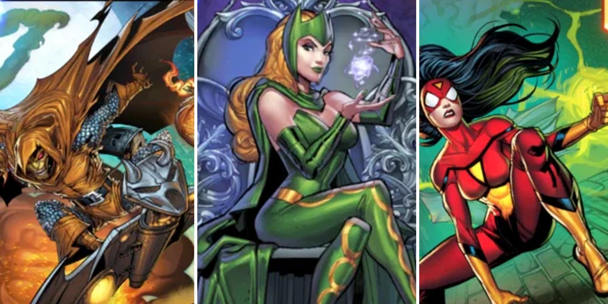 Marvel Snap: Best Disruption Cards Feature Image: Hobgoblin, Enchantress and Spider-Woman