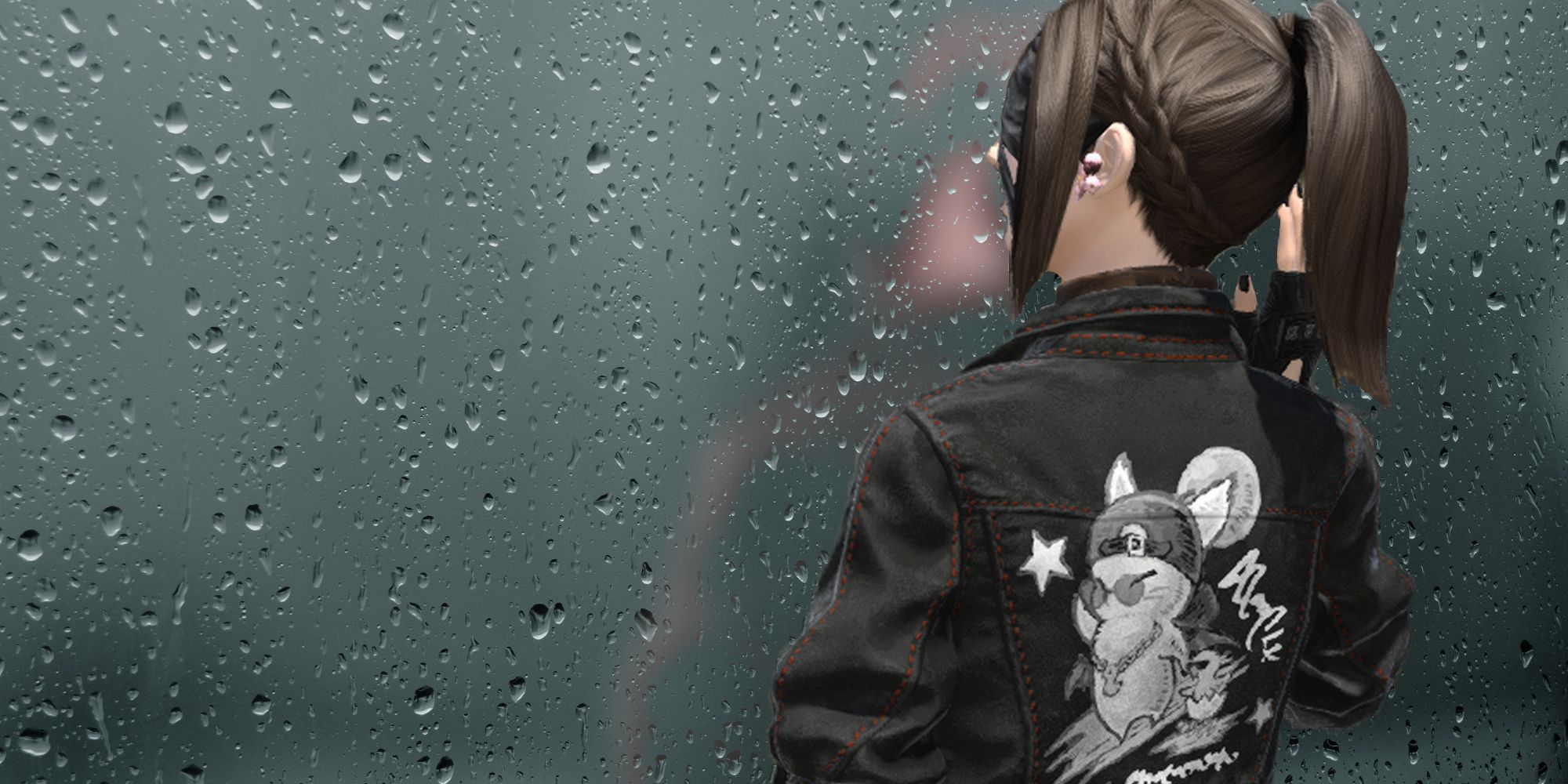 Final Fantasy 14 player staring out of a rainy window meme