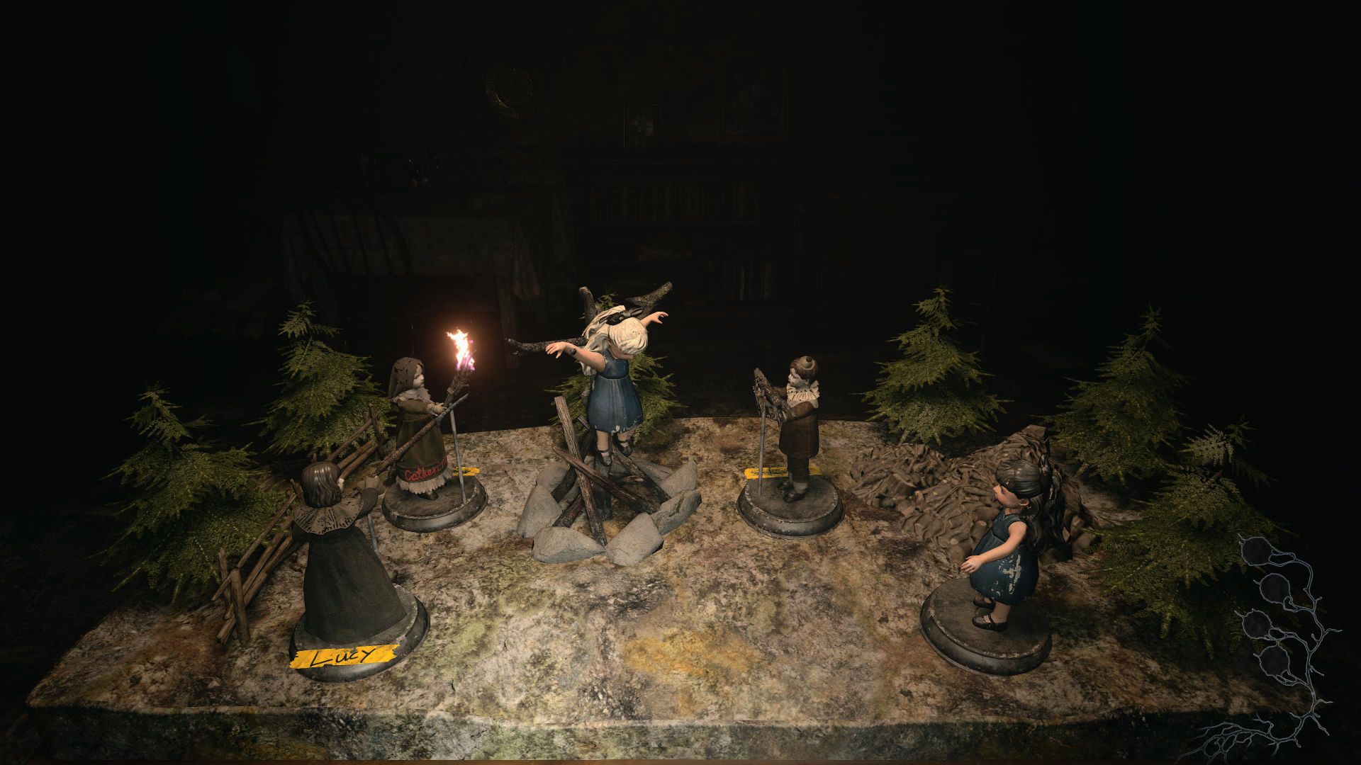 The Four Doll Diorama In Shadows Of Rose