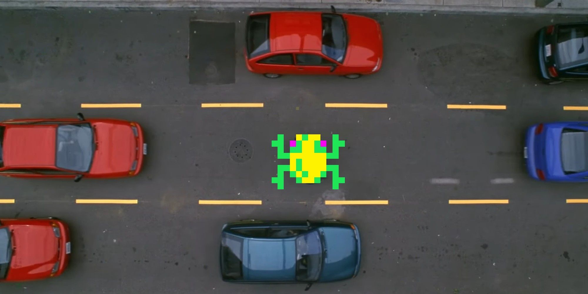 Frogger sprite on the real Seinfeld street
