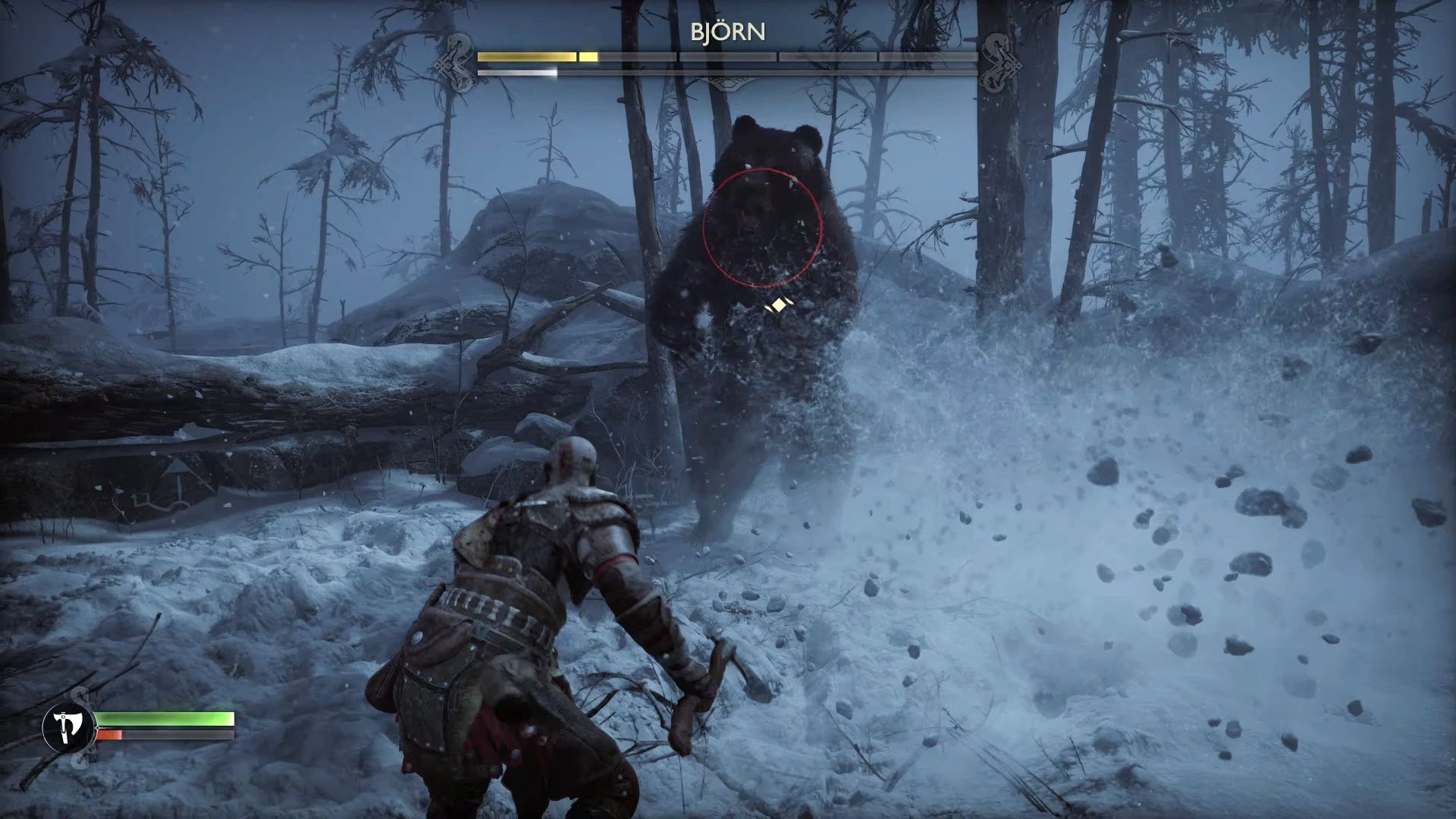 God Of War Ragnarok, Bjorn About To Slam Down On The Ground