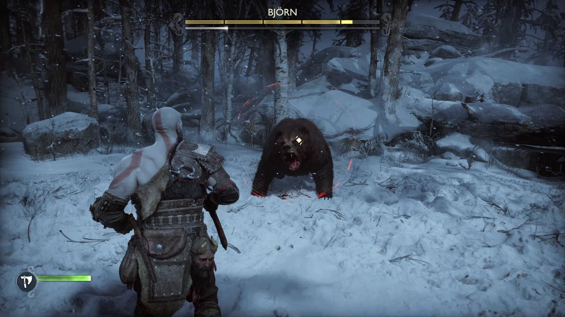 God Of War Ragnarok, Bjorn On All Fours Preparing To Charge