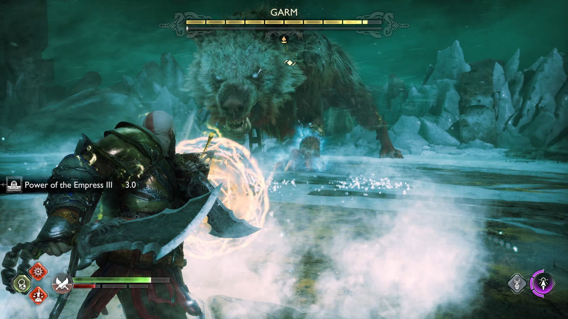 God Of War Ragnarok, Reunion, Parrying Garm's Projectile