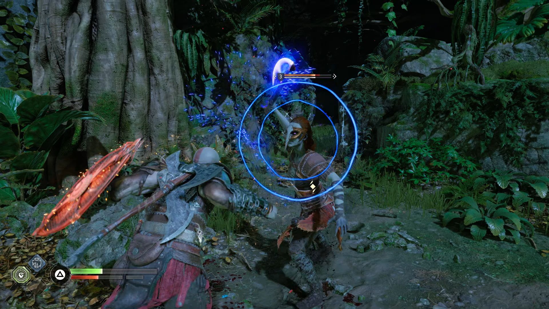 God Of War Ragnarok, The Einherjar Warrior Using Their Attach With The Shield Bash Indicator