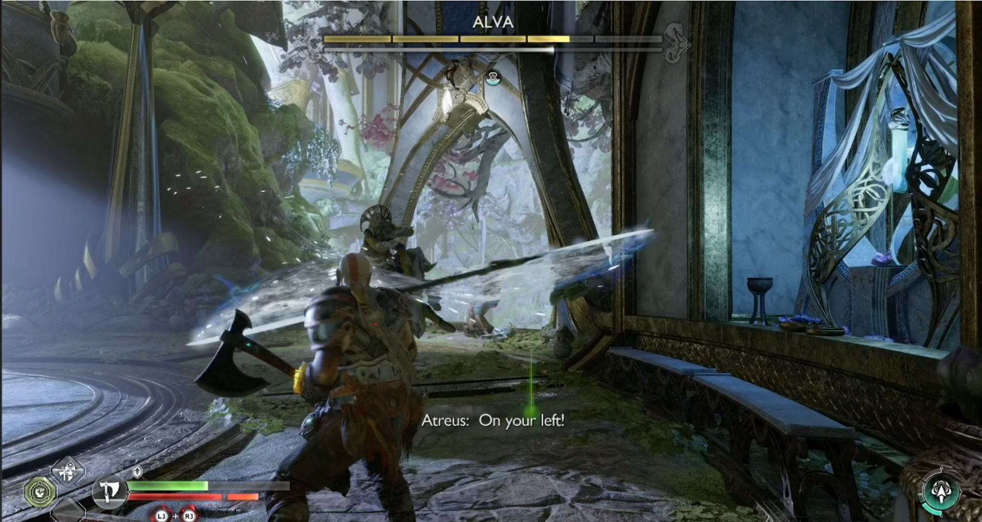 God of War Ragnarok, Alfheim, Alva Throwing Her Glaive