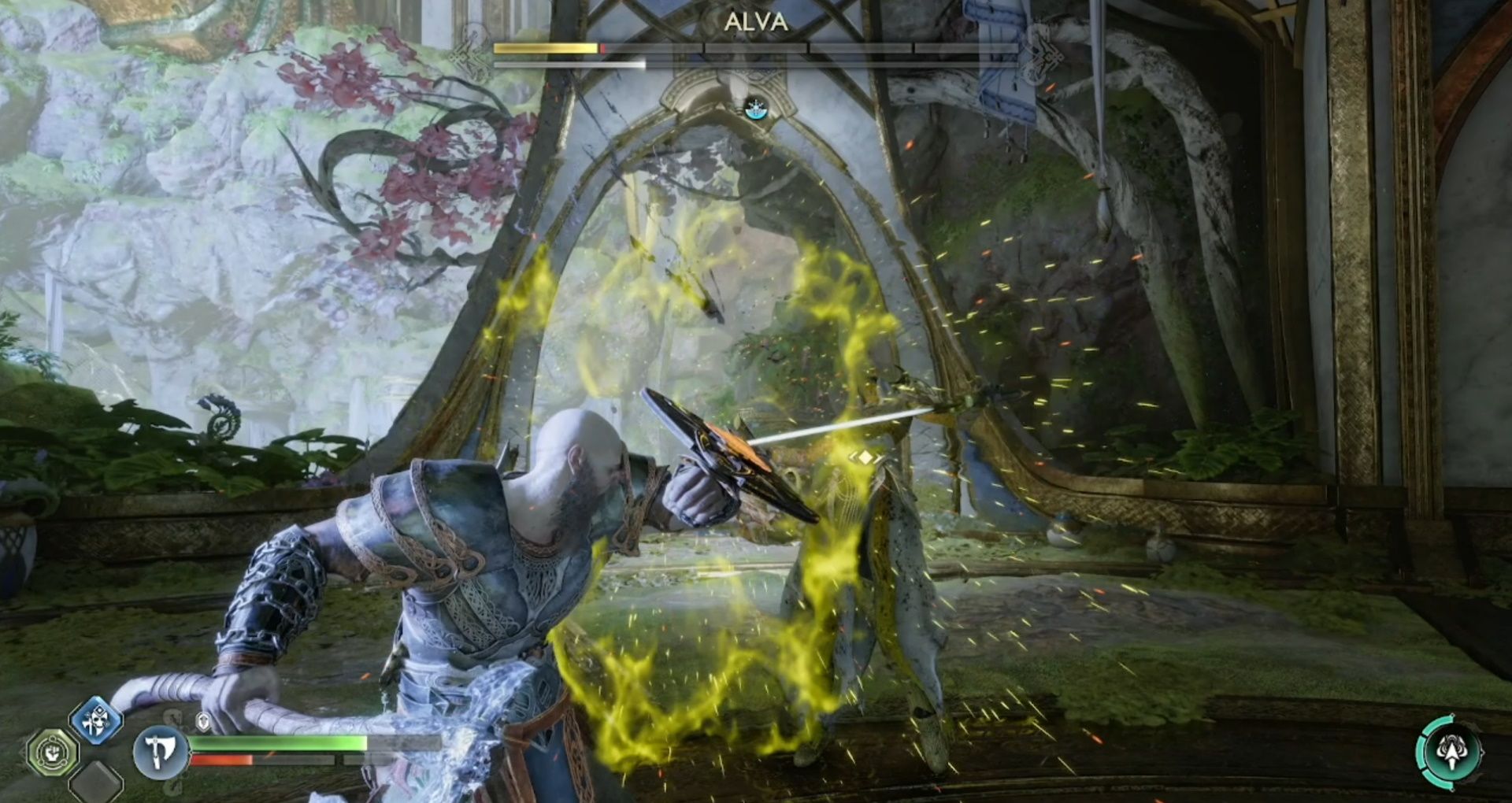 God of War Ragnarok, Alfheim, Parrying Alva