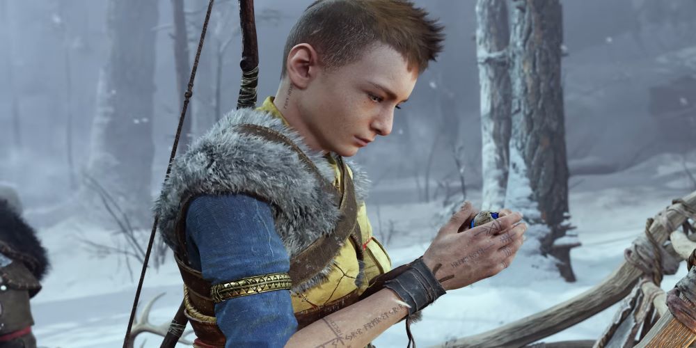 Atreus observing a marble in his hands