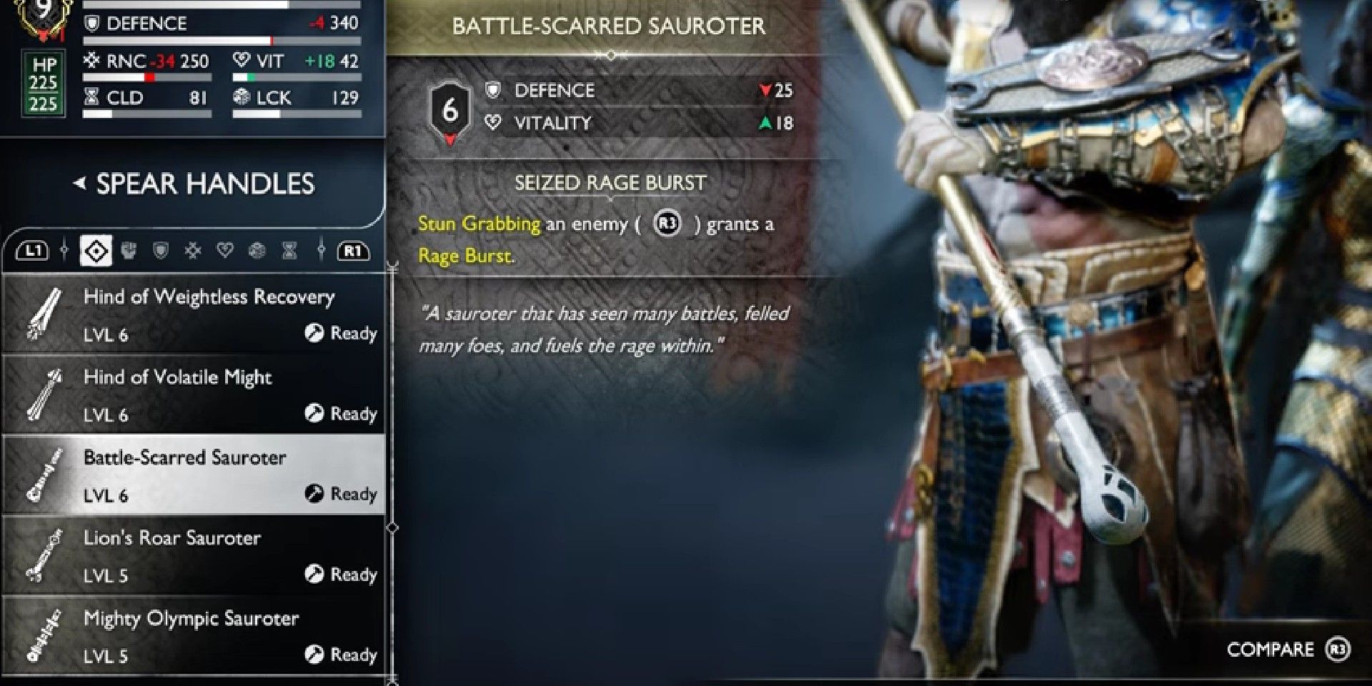 God of War Ragnarok Battle Scarred Sauroter attachment description