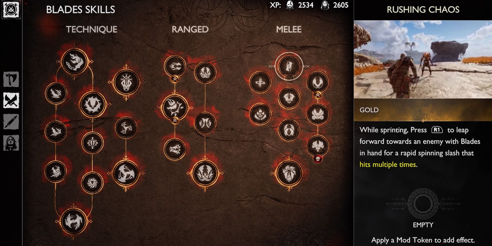 God of War Ragnarok Rushing Chaos Menu