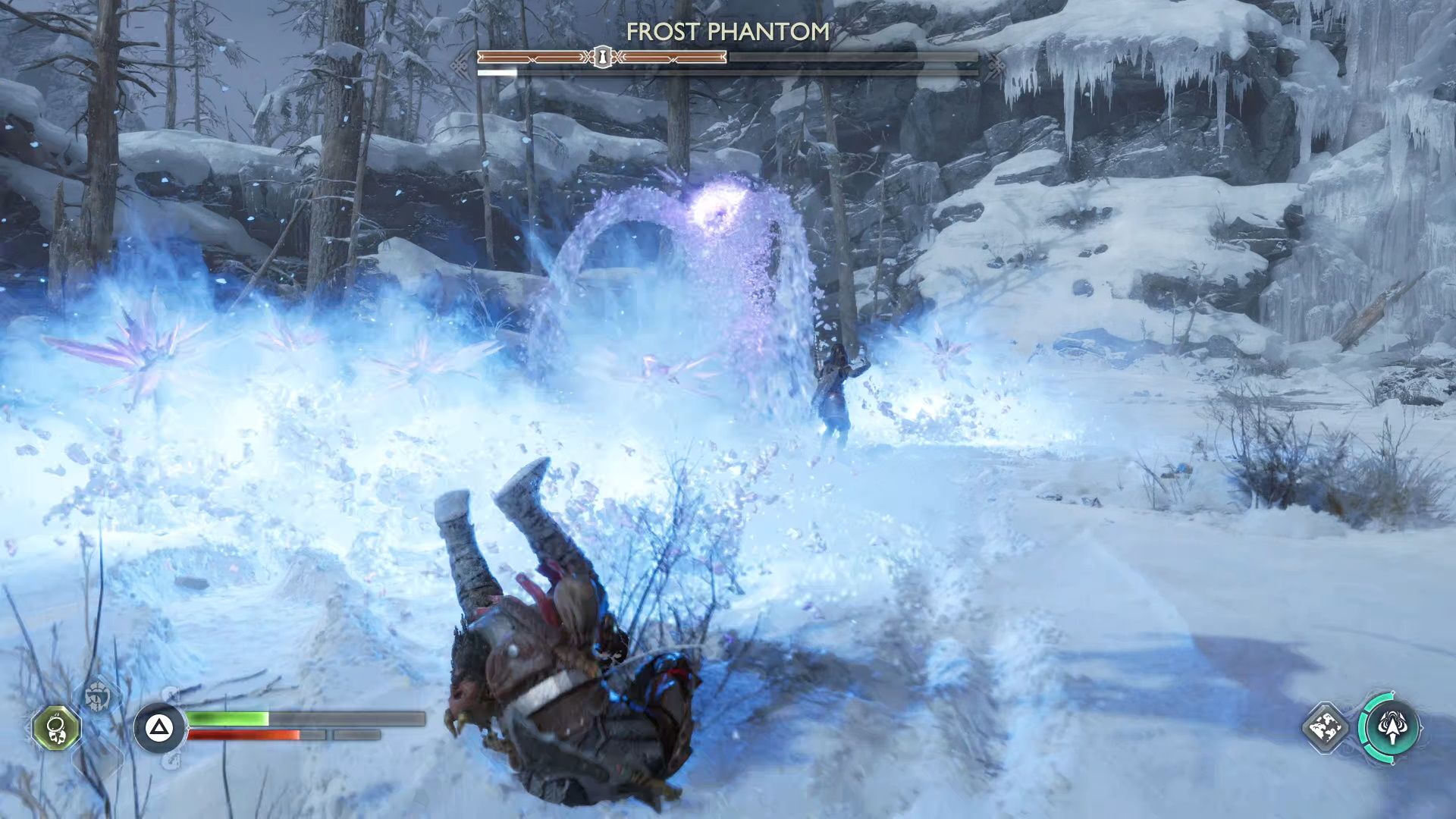 God of War Ragnarok, The Word Of Fate, Frost Phantom Second Phase Explosive Ice Crystal Attack