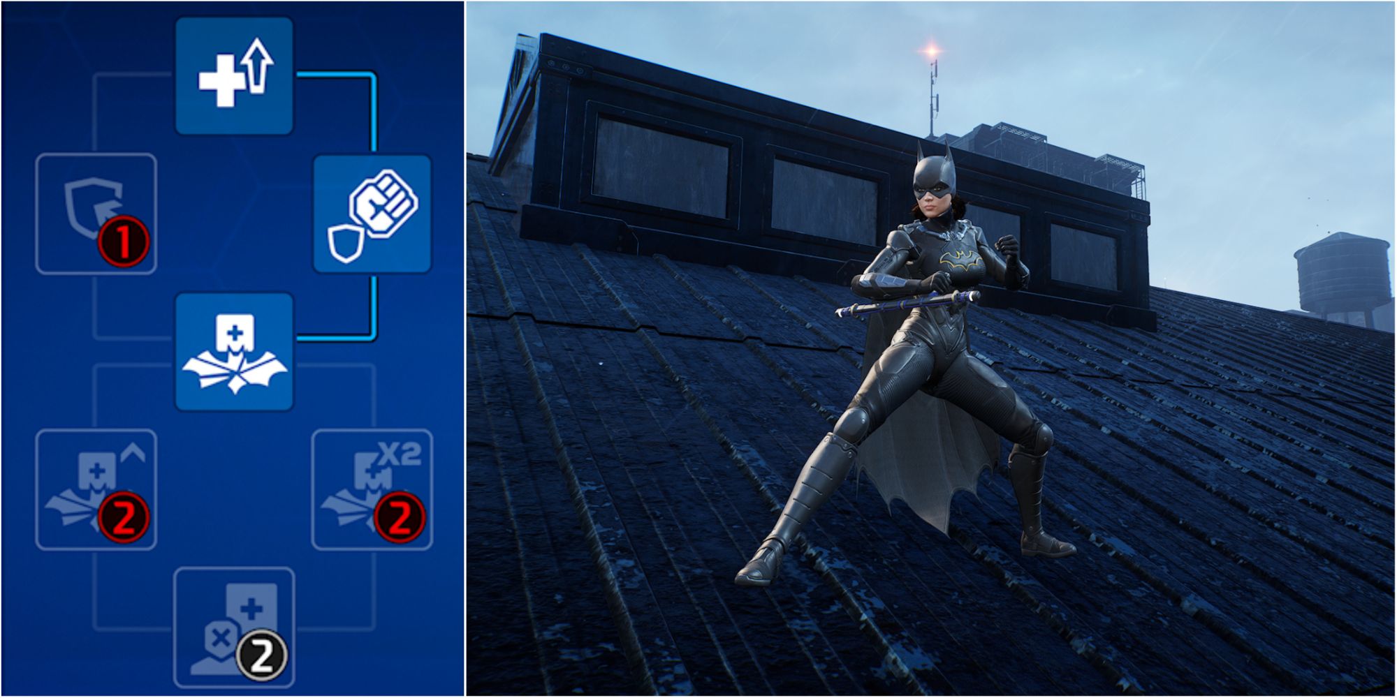 Gotham Knights Split Image Of Grit Skill Tree And Batgirl