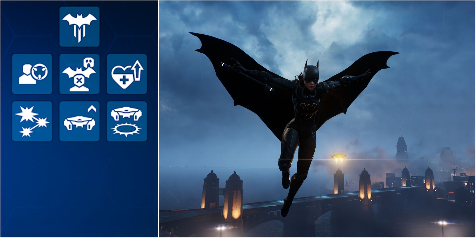 Gotham Knights Split Image Of Knighthood Skill Tree And Batgirl