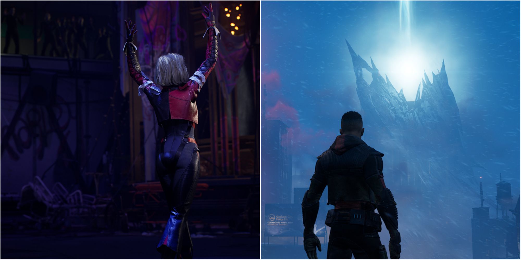 Gotham Knights Side Quests Featured Split Image Harley Quinn and Robin