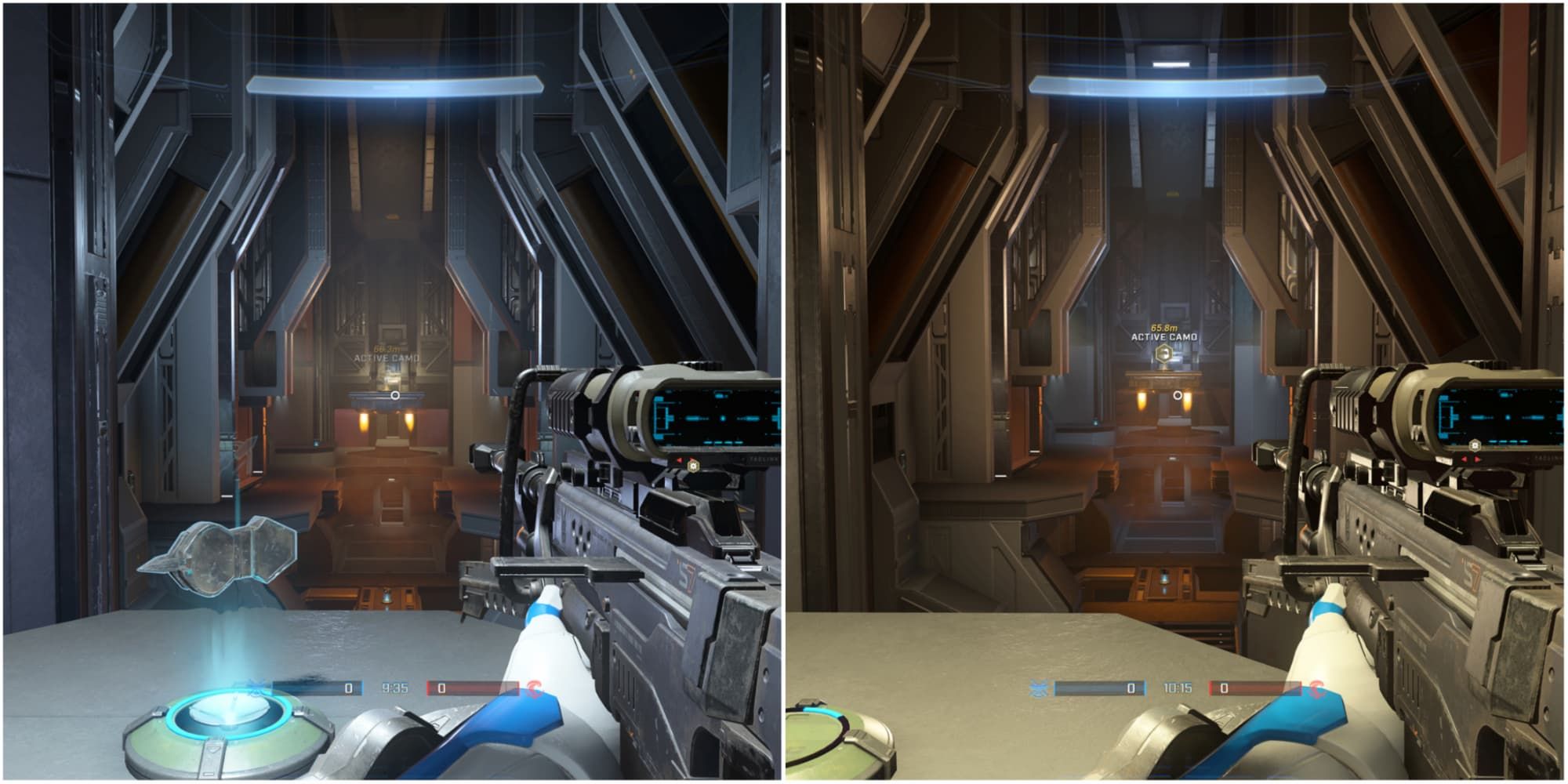 A Spartan stands with a sniper on the East and West Towers of Halo Infinites' Argyle map.