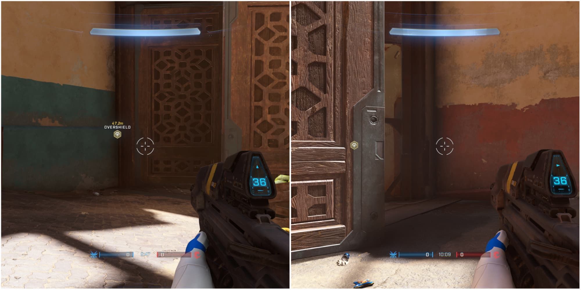 The double doors are great camping spots on Bazaar at the East and West Gate locations in Halo Infinite