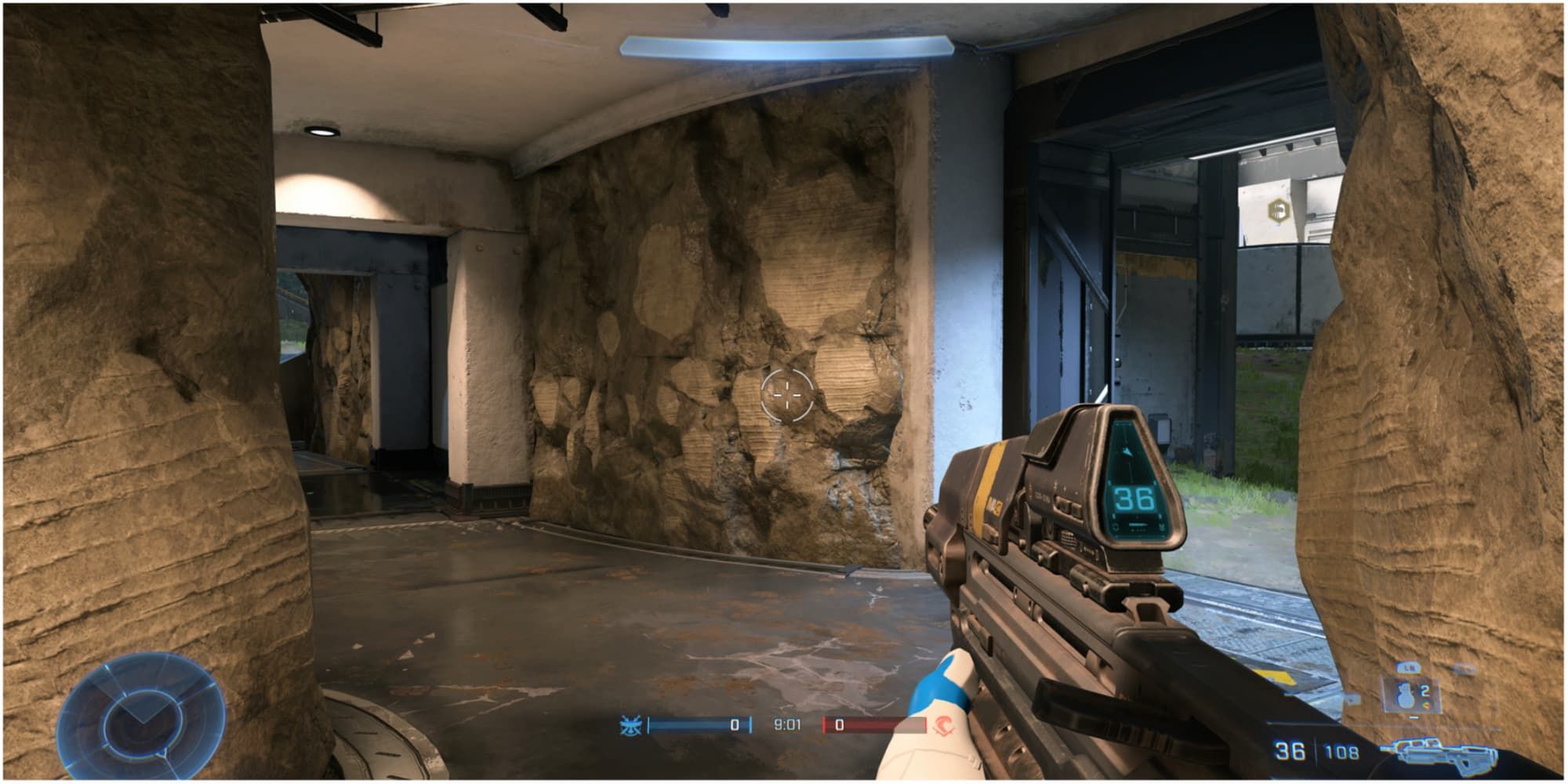 The rocky Tunnel area of Live Fire is a common camping spot in Halo Infinite.