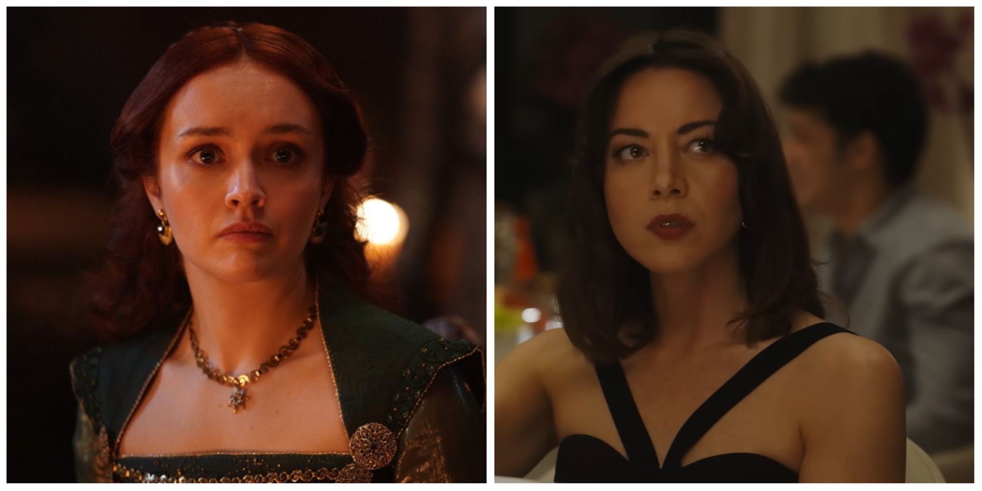 Olivia Cooke in House of the Dragon and Aubrey Plaza in The White Lotus