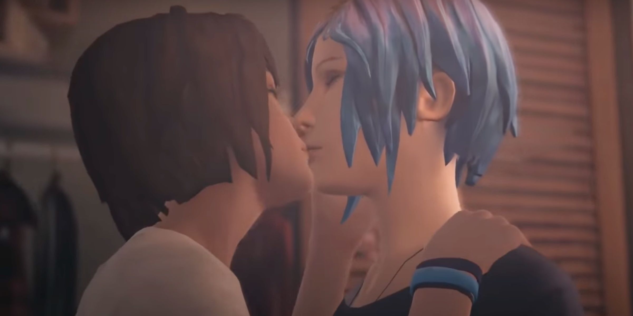 Life Is Strange Most Heartwarming Moments: Max Kisses Chloe in her room.