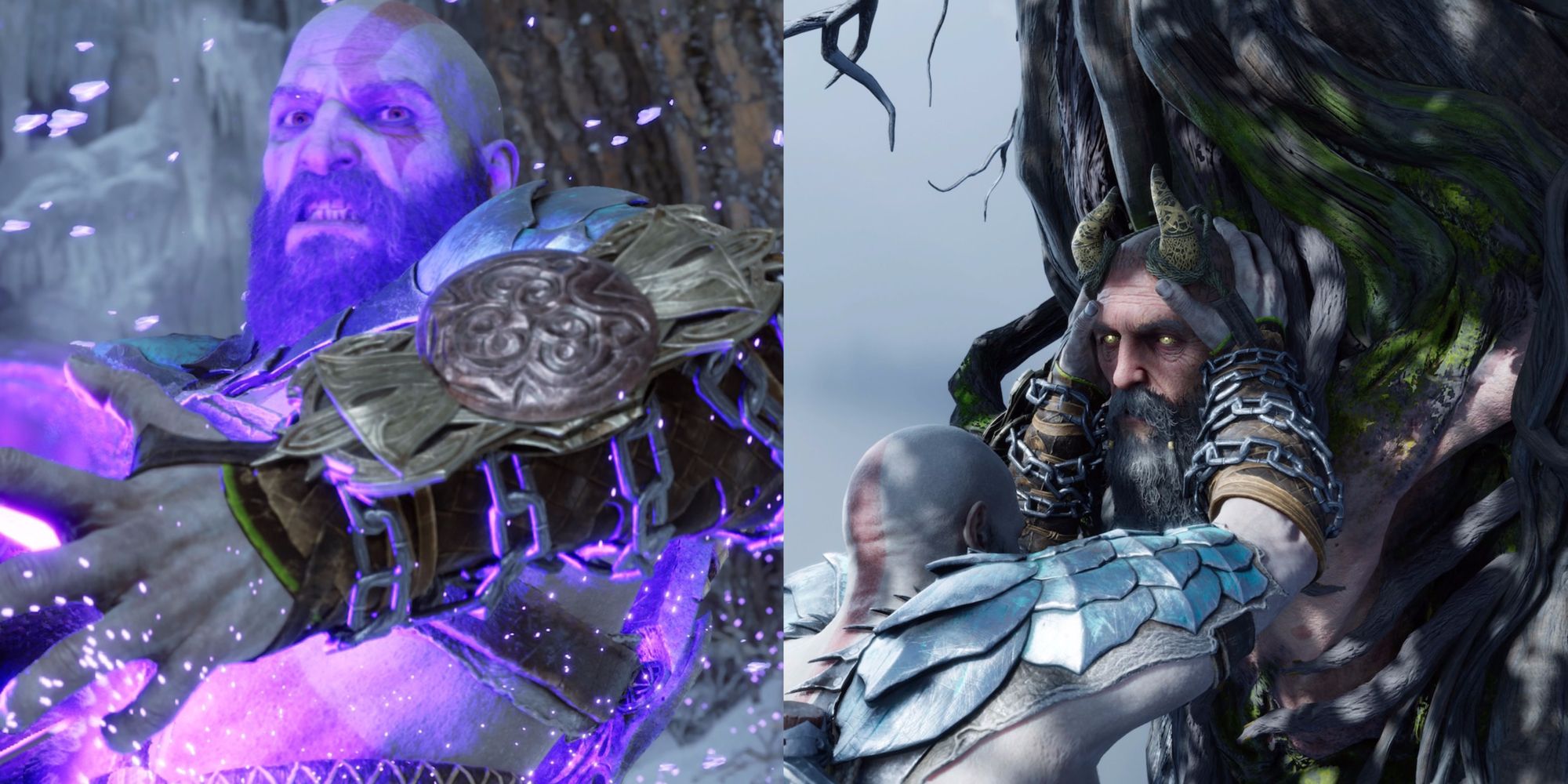 Mimir and Kratos split image God of War Ragnarok