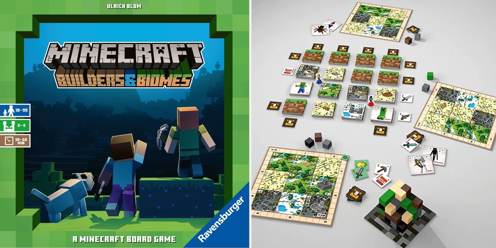Minecraft Builders and Biomes Board Game Box and Pieces