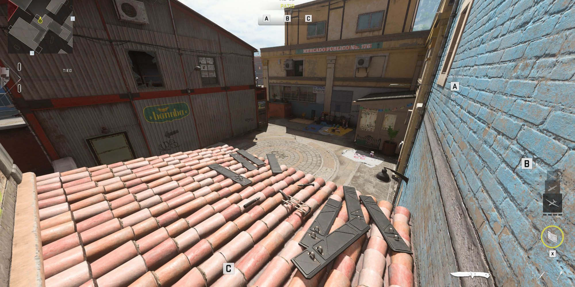 Modern Warfare 2 standing on a patio in Mercado