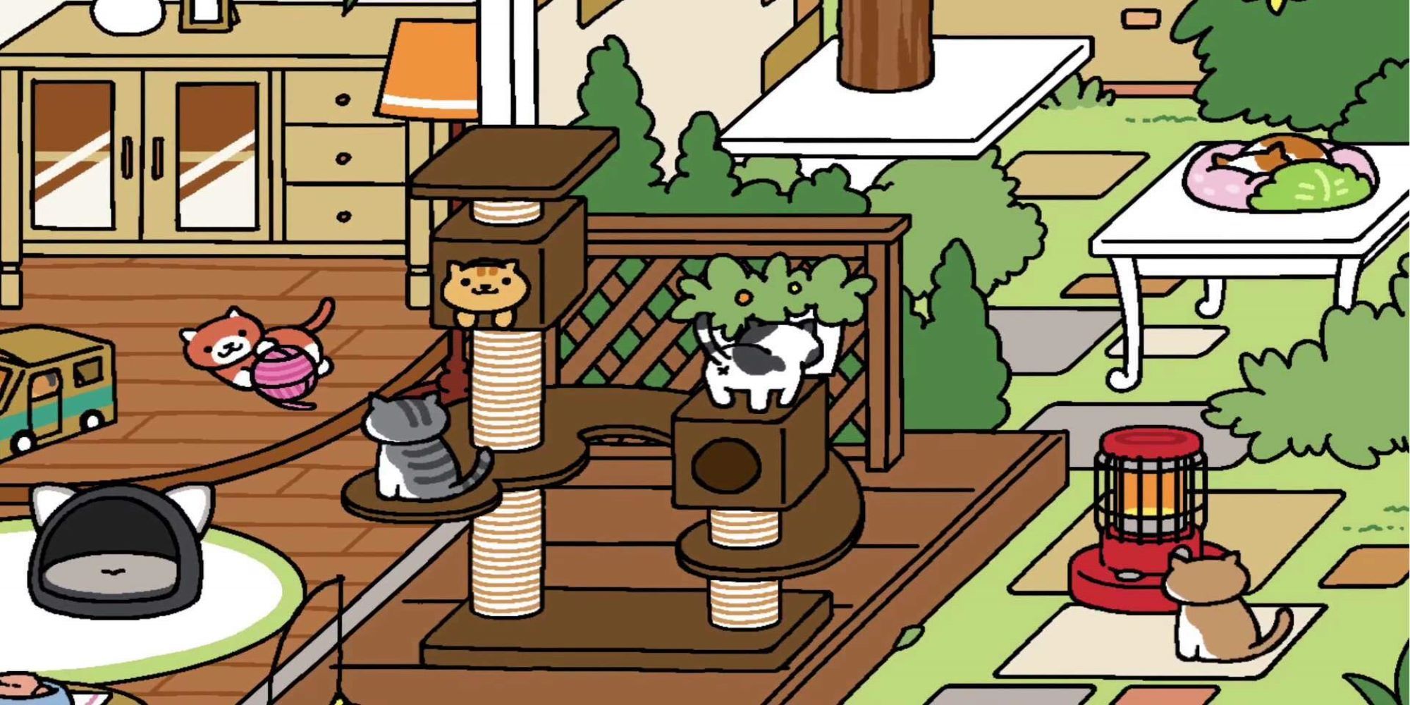 Neko Atsume Lawn With Six Rare Cats