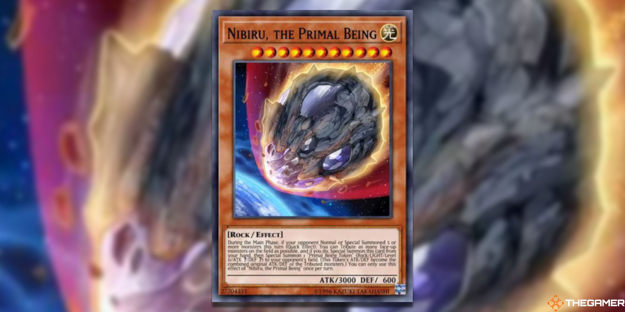 Yu-Gi-Oh! Nibiru, The Primal Being on blurred background