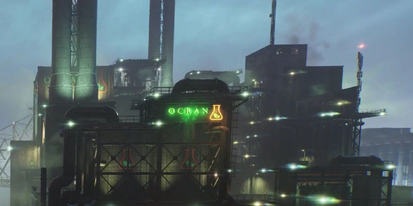 Screenshot of Ocran Chemicals plant in Gotham Knights.