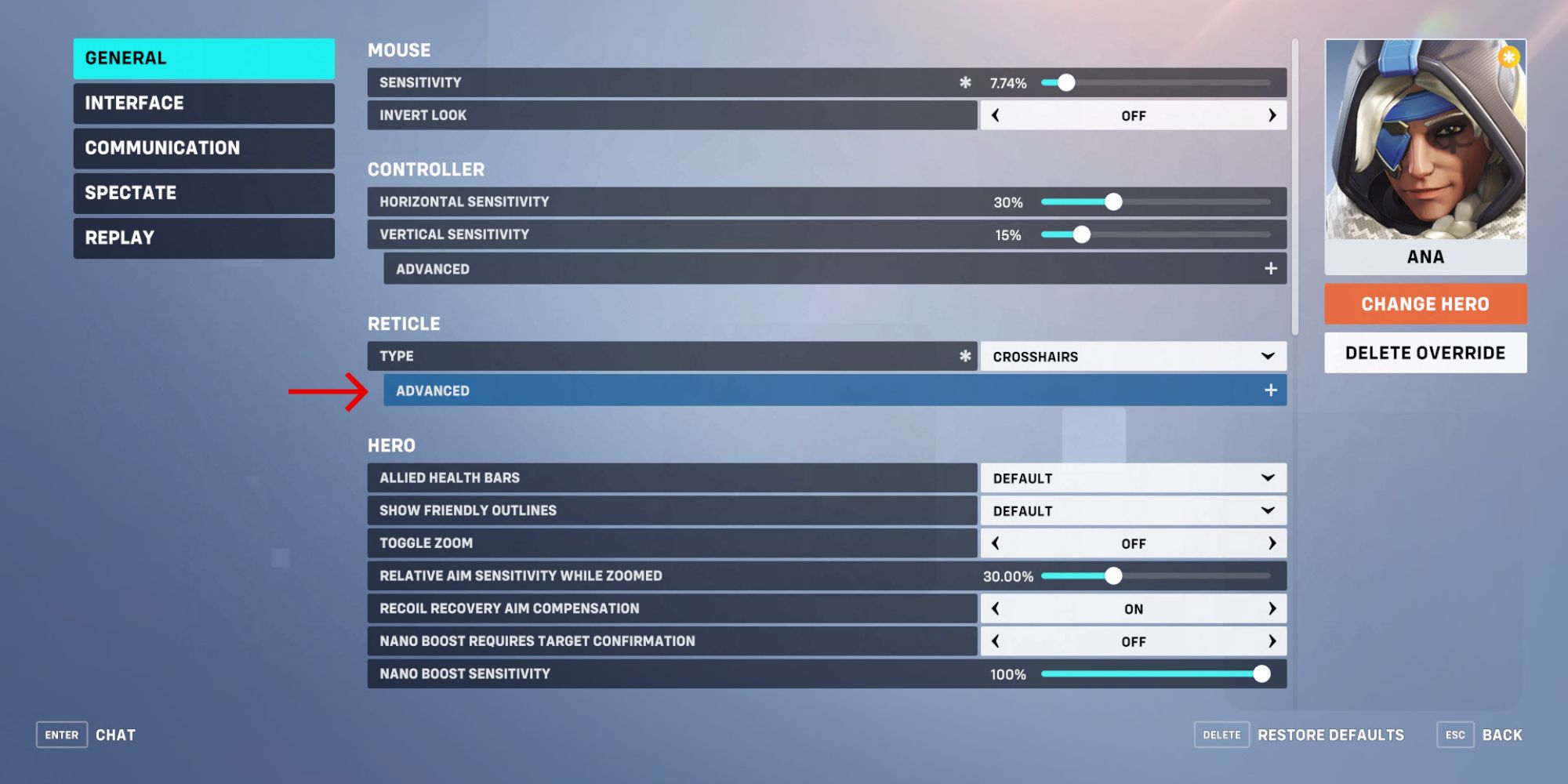 Overwatch 2 general control settings