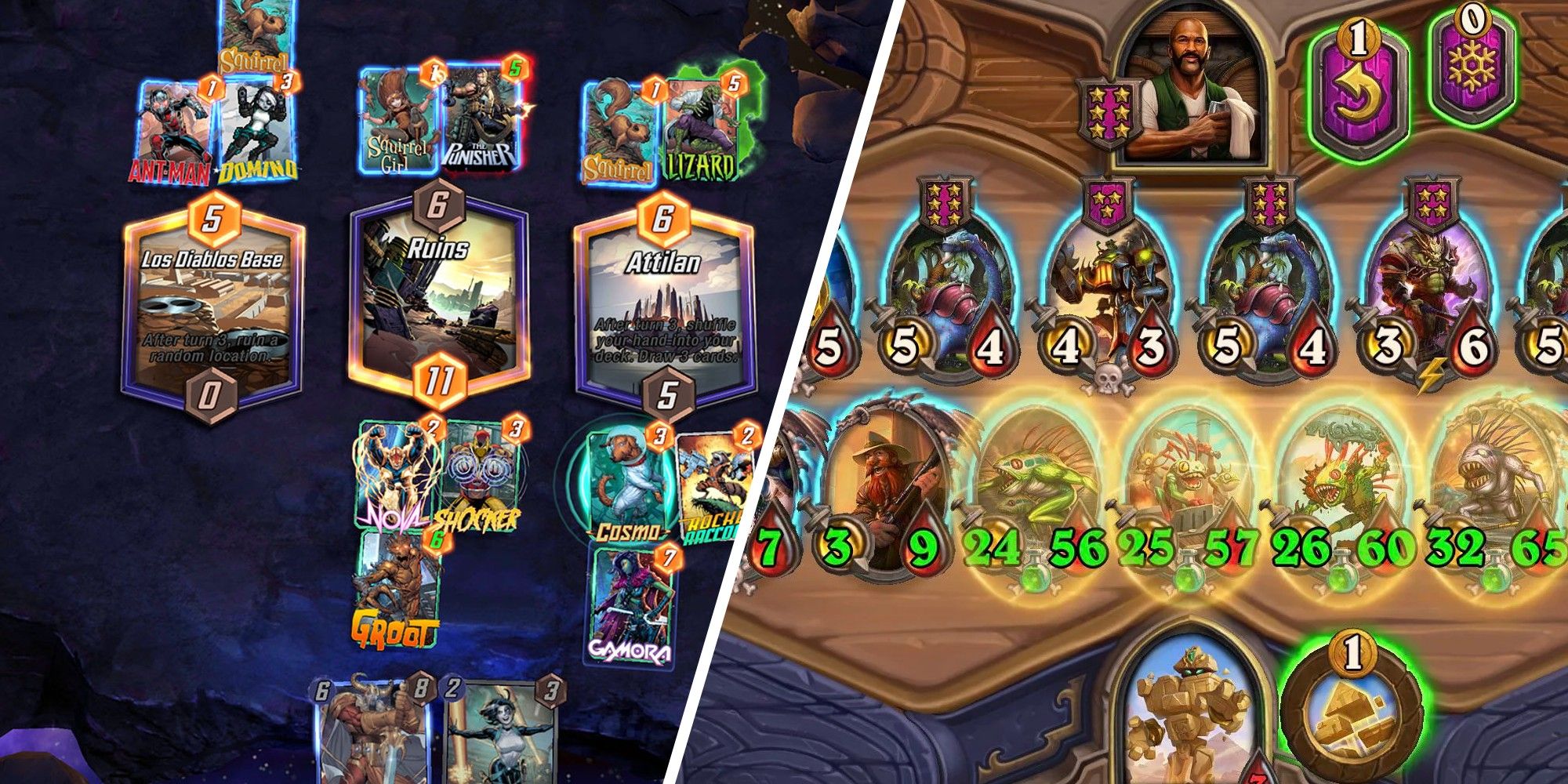 Marvel Snap and Hearthstone Comparison, Pace of cards, lots of cards played on both games