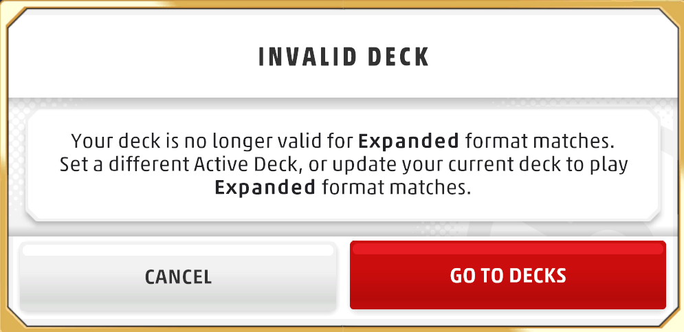 Pokemon TCG Live Invalid Deck