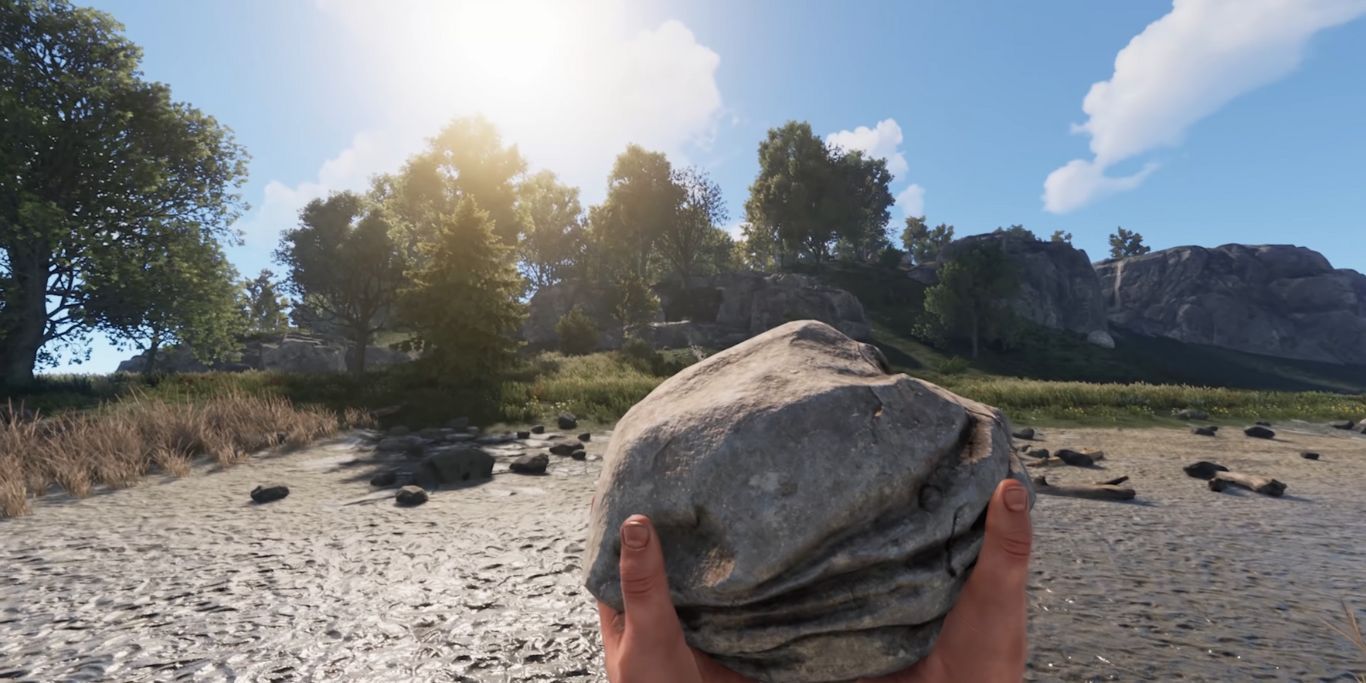 Rust Player With A Rock Looking At Scenery