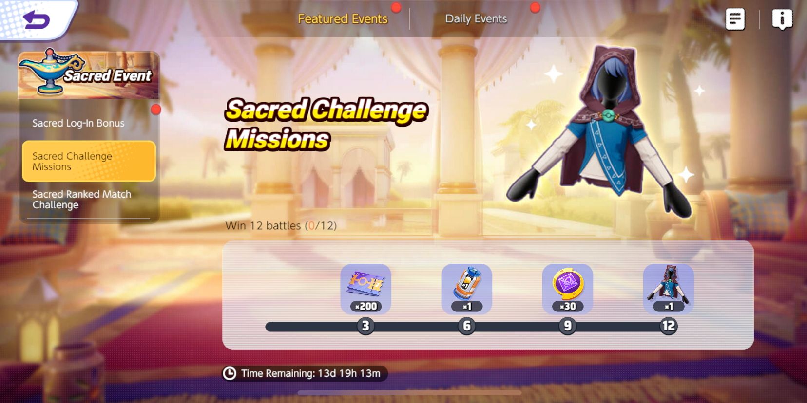 Pokemon Unite Sacred Event Challenge Mission screen showing the different rewards