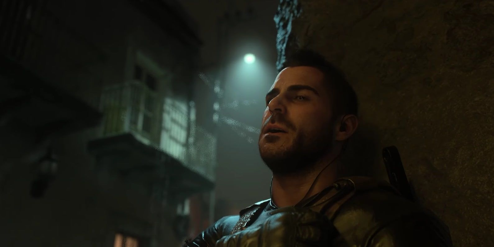 Screenshot of Soap wounded and braced up against a wall in the &ldquo;Alone&rdquo; mission in COD Modern Warfare 2.