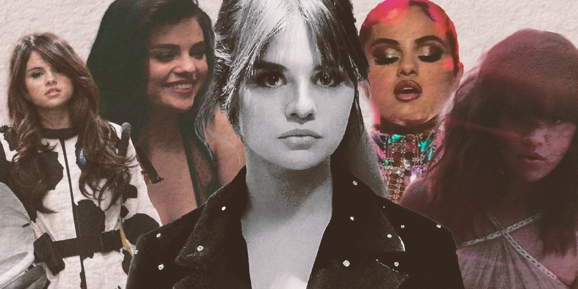 a montage of Selena Gomez faces