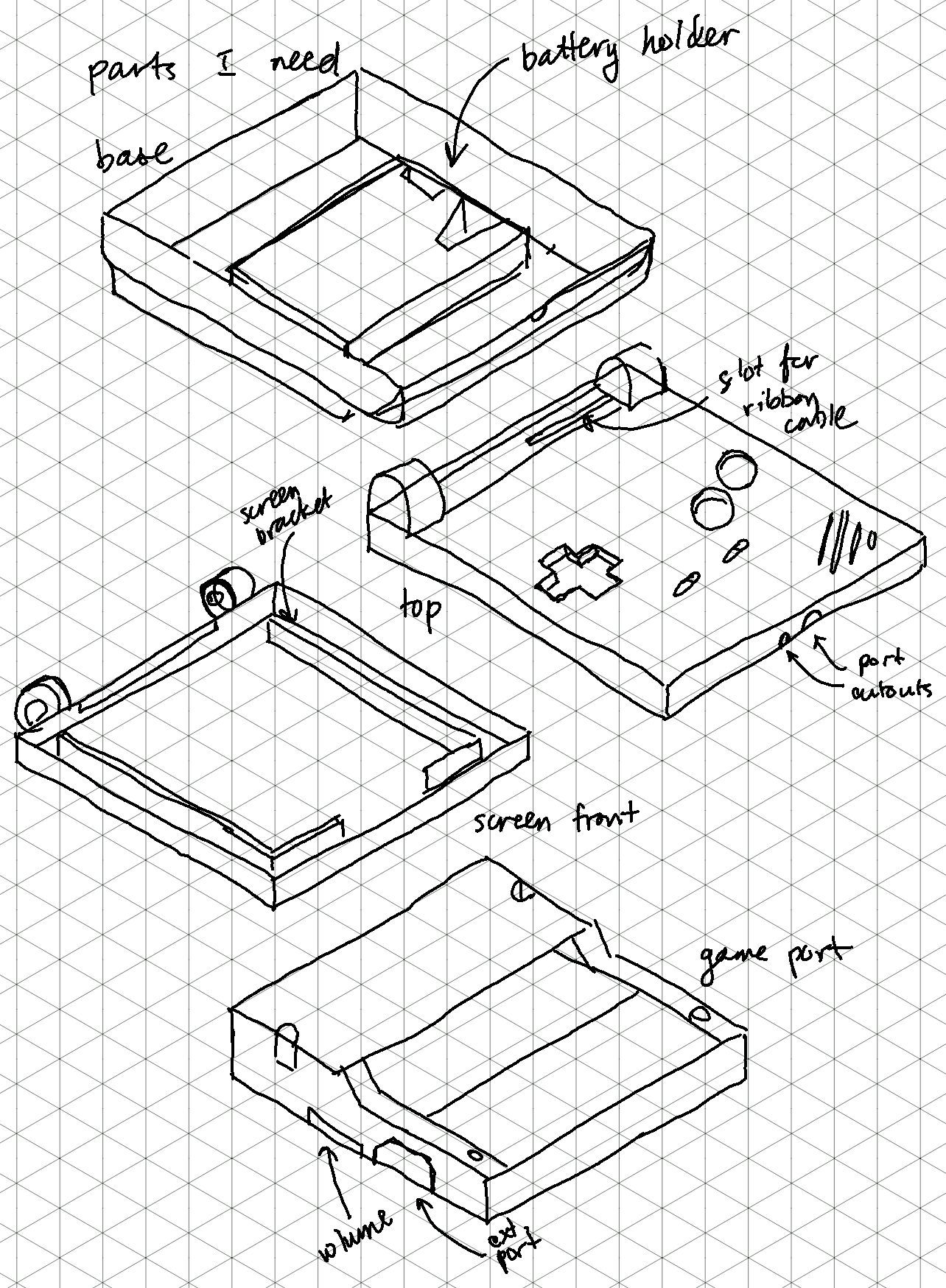 Sketch of Game Boy Pocket SP Shell