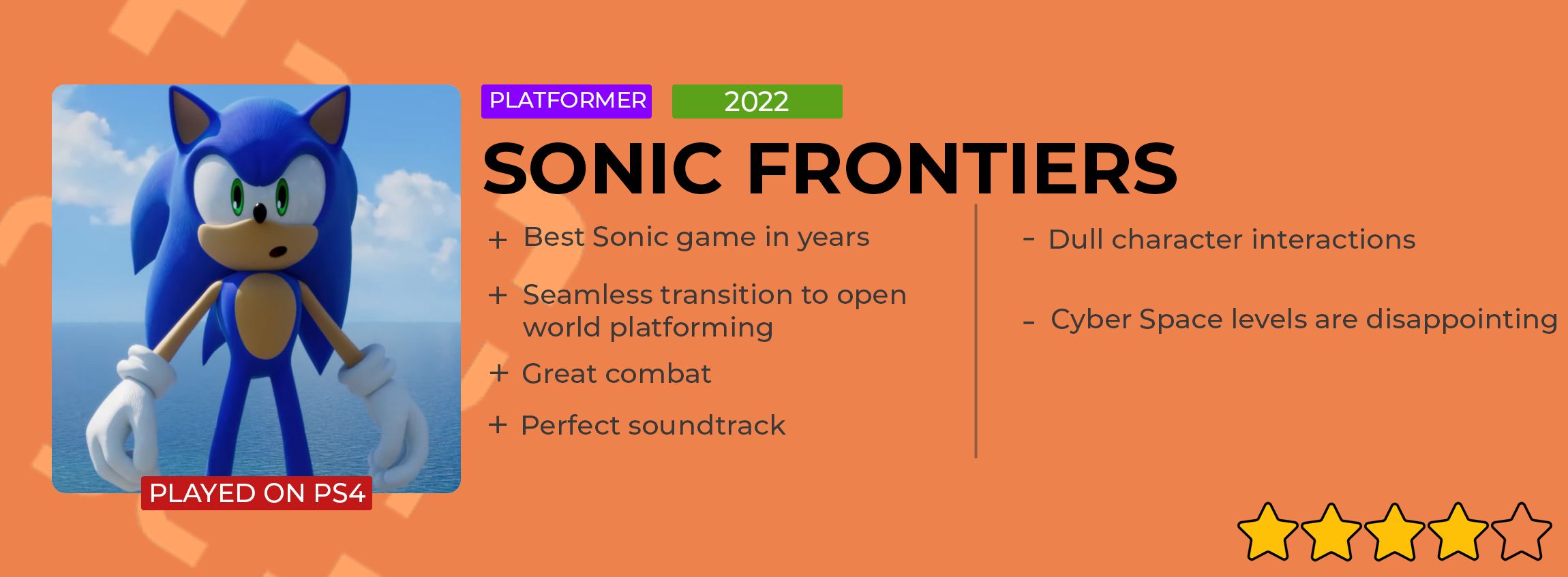 Sonic Frontiers review card