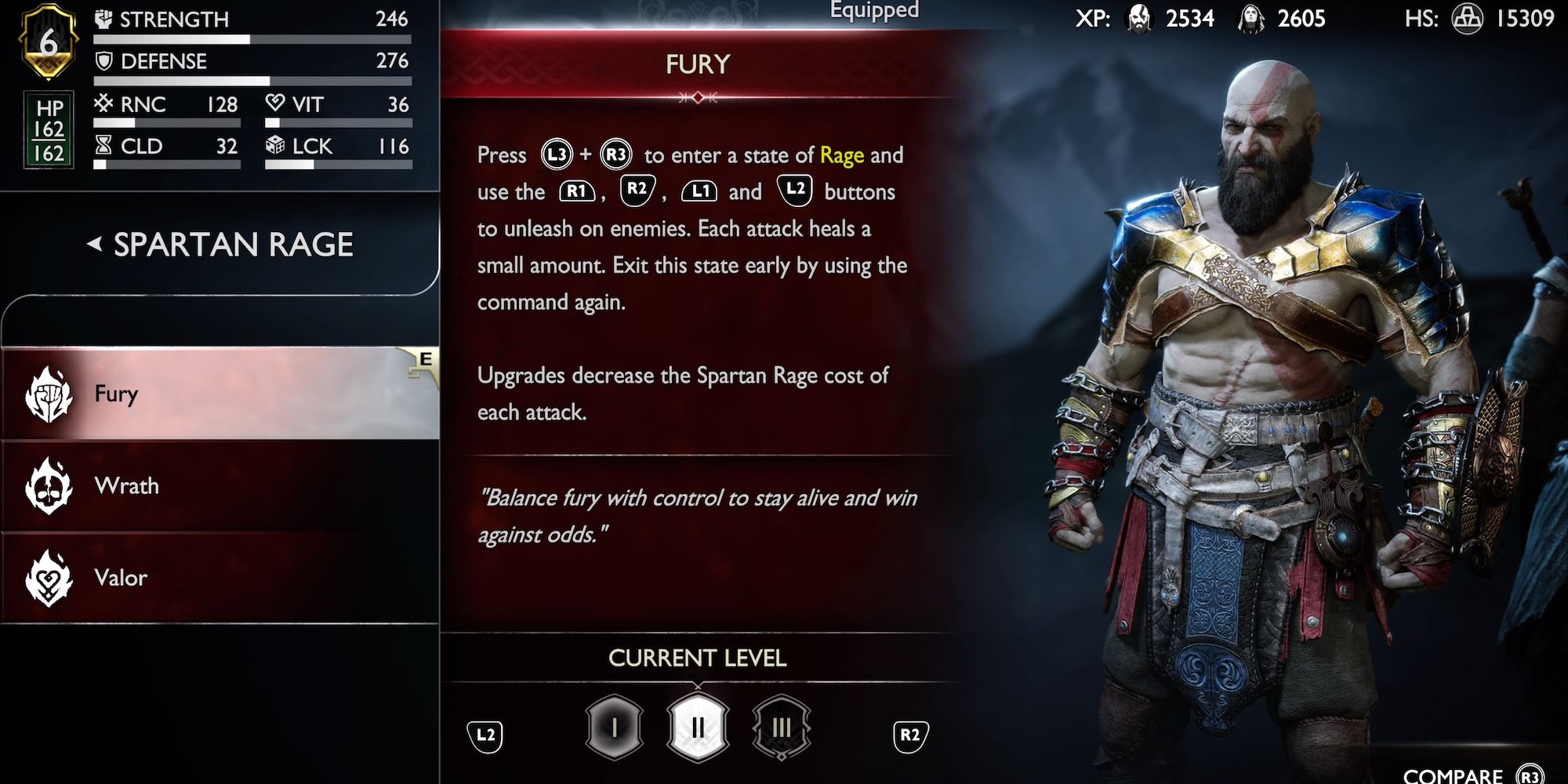Spartan Rage Fury God of War Ragnarok Menu