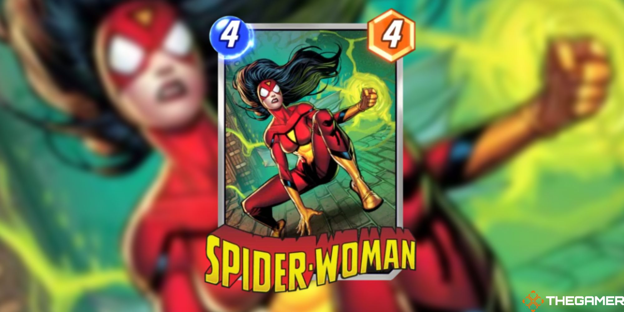 Marvel Snap - Spider-Woman on a blurred background