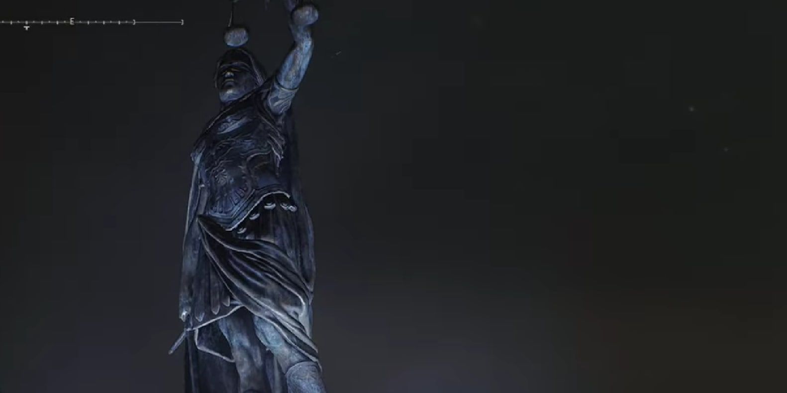 Screenshot of the Statue of Justice standing tall in Gotham Knights.