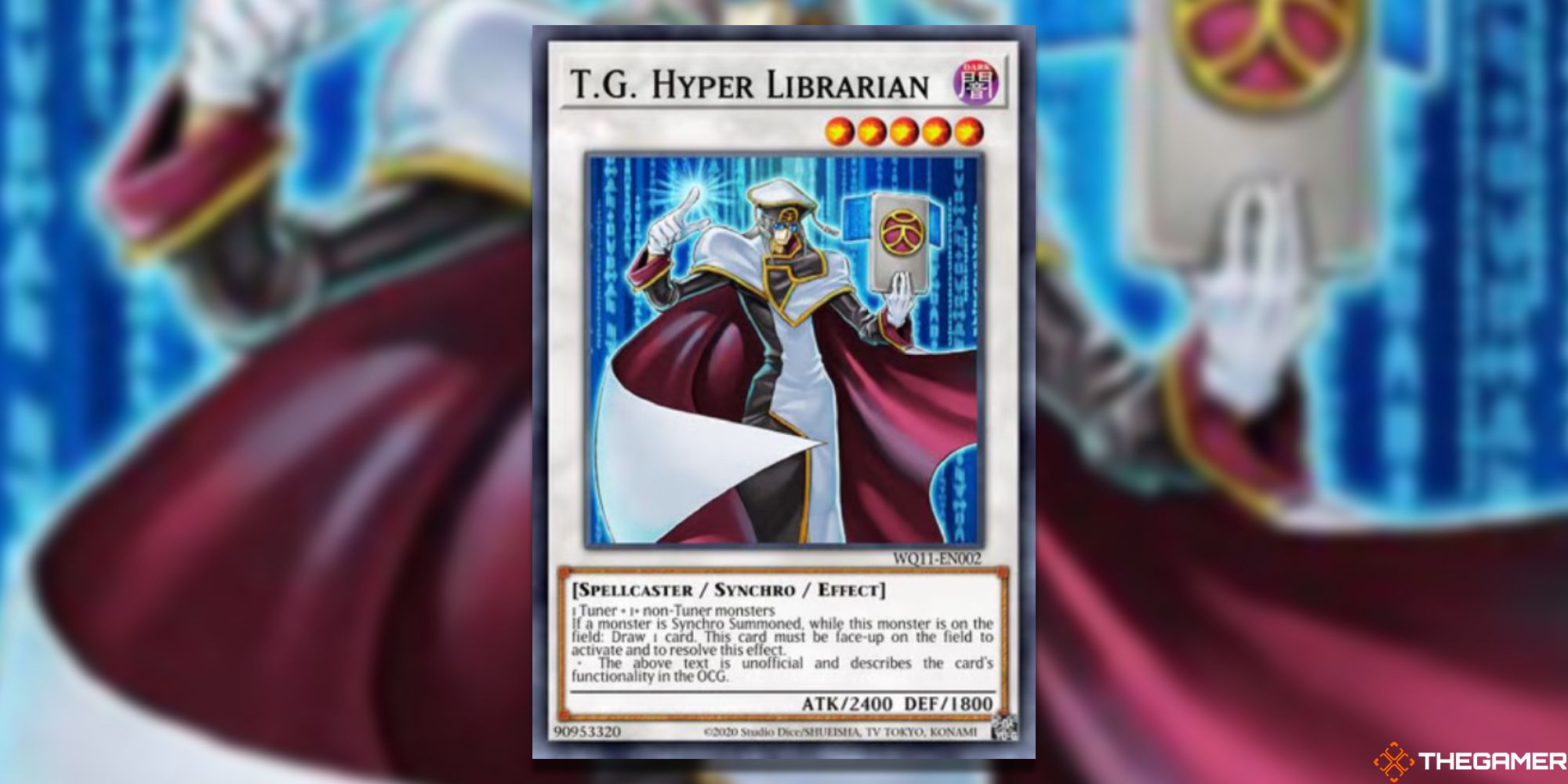 Yu-Gi-Oh! T.G. Hyper Librarian on blurred background