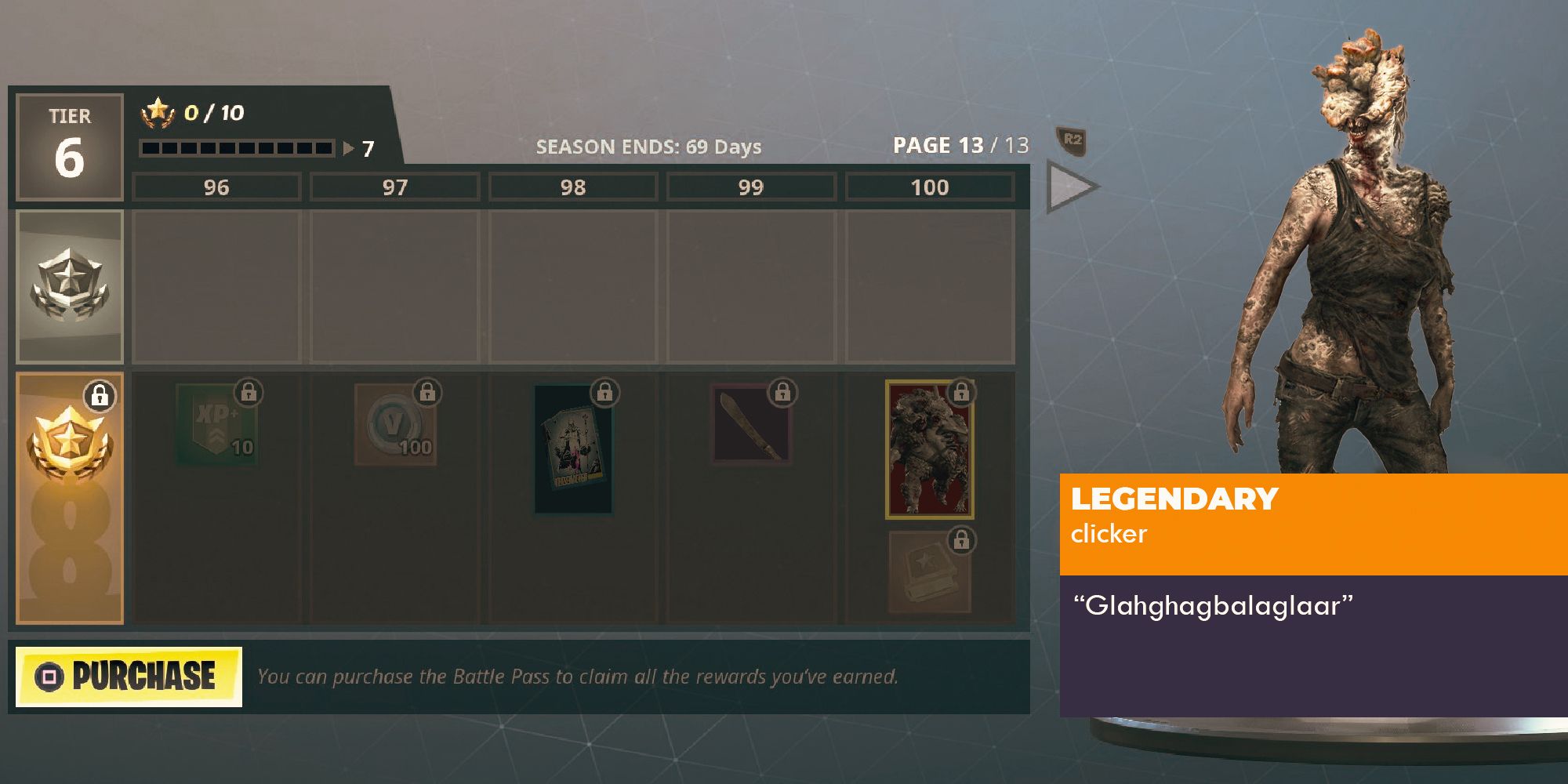 TLOU Factions Battle Pass mock up designed to look like Fortnite