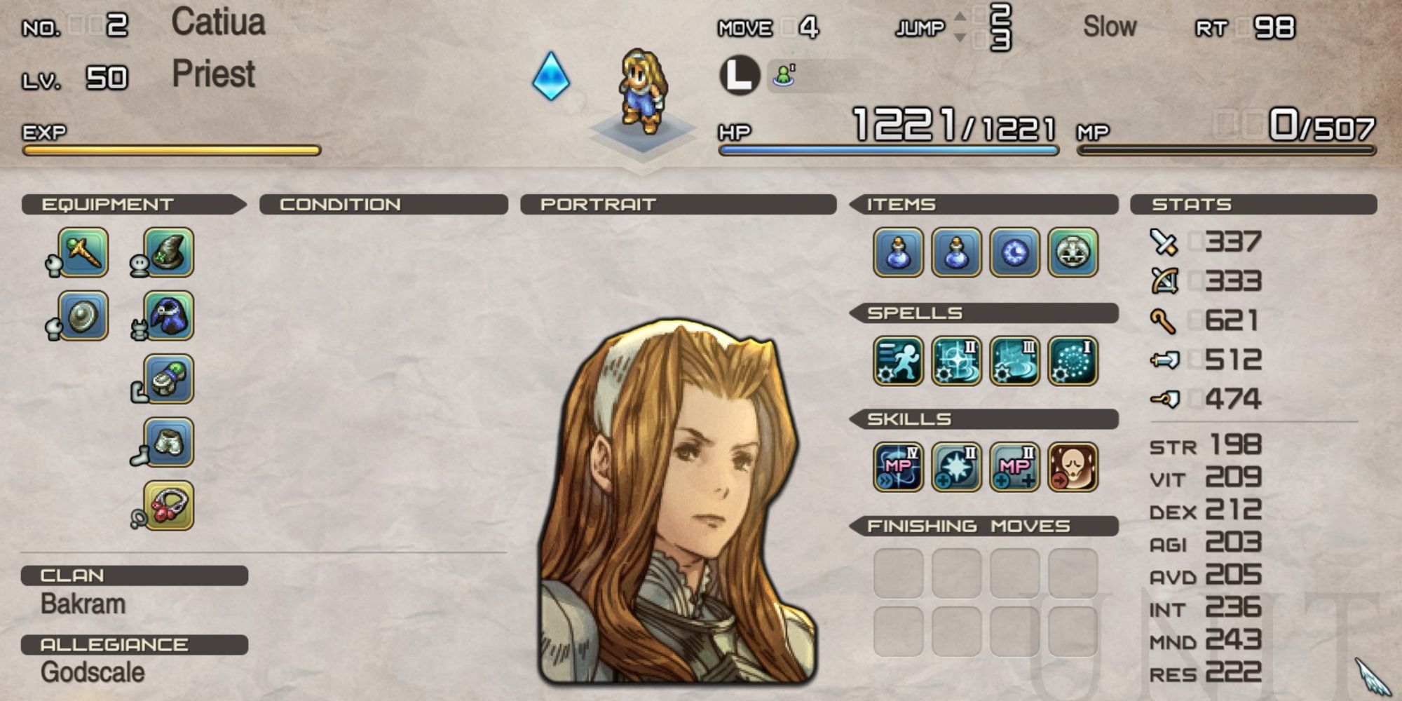 Tactics Ogre Reborn Catiua Priest Build