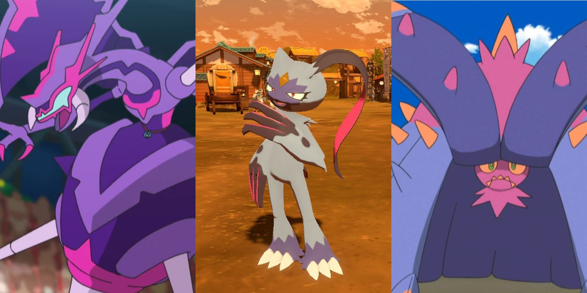 A collage showing three Posion-Type Pokemon.