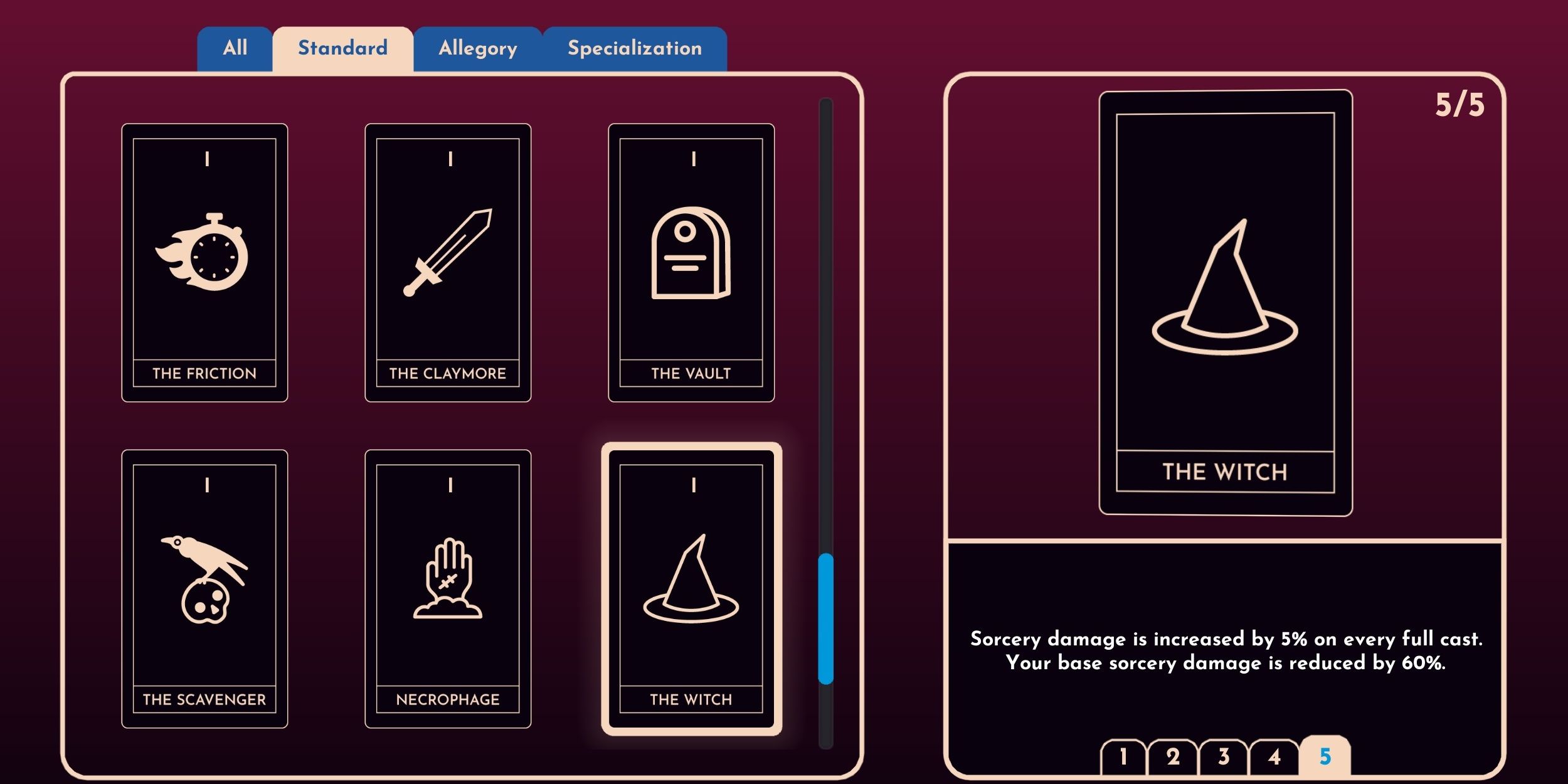 The Witch card in the card viewer