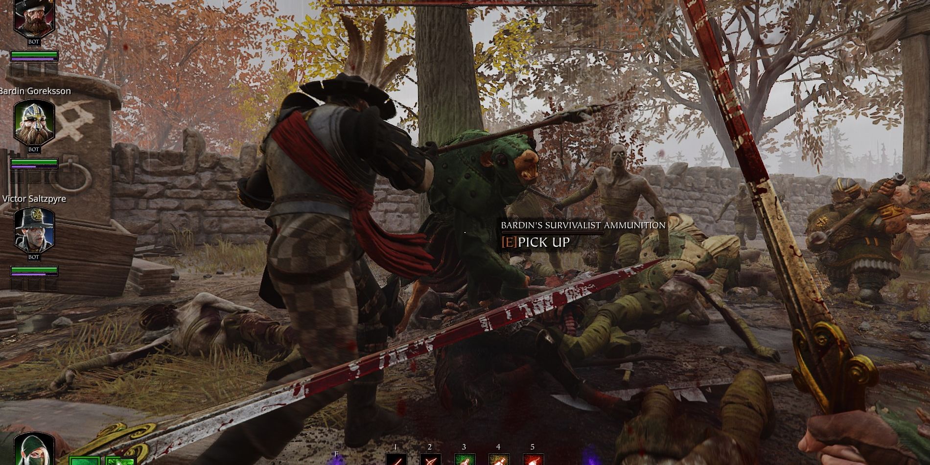 Kruber fighting a Plague Monk in Vermintide 2.