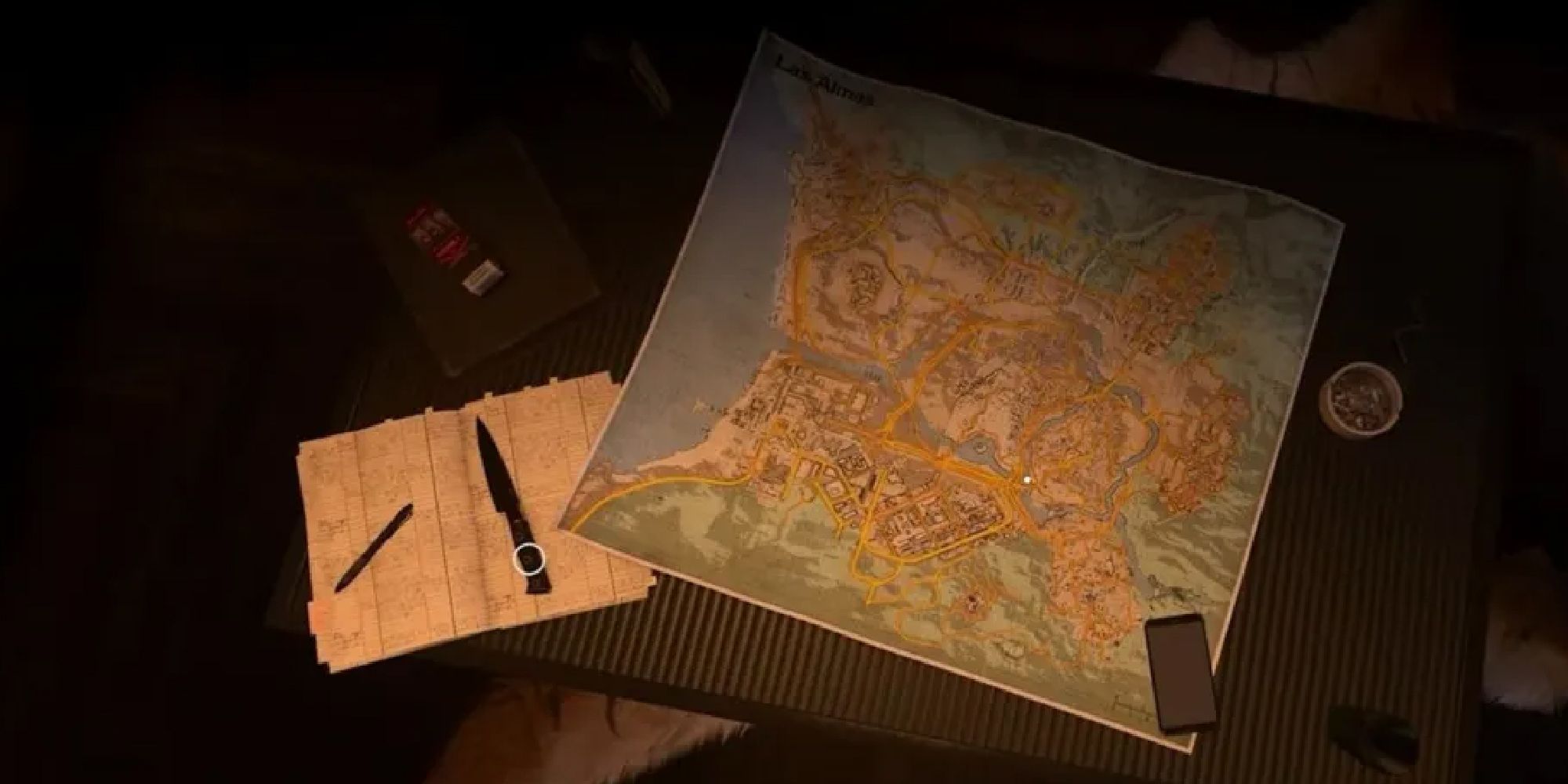 Warzone 2 map lying on a table in Modern Warfare 2