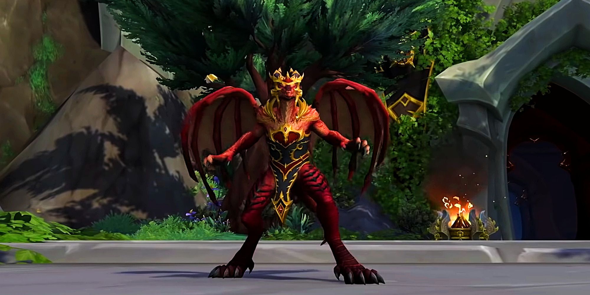 World of Warcraft Dragonflight character with wings